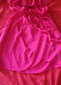 Hot Pink Strapless Ruffle Mini Dress