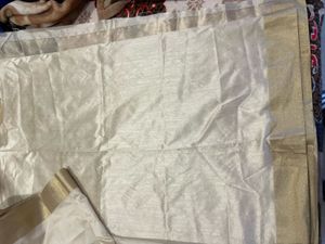 Elegant Cream &amp; Gold Saree