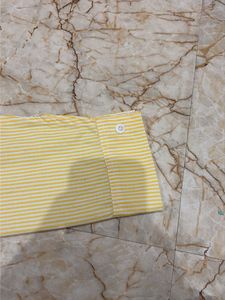 Zara Slightly Cropped Striped Yellow Shirt