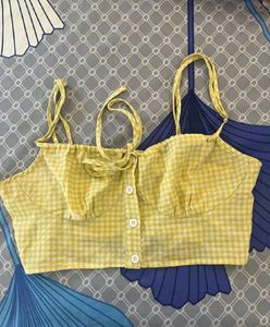 Cute Yellow Gingham Crop Top
