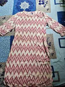 Women's Pink Chevron Print Kurta