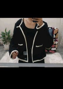 Chic Black &amp; White Trimmed Jacket