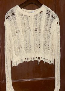 ZARA Cream Open-Knit Top