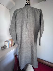 Grey Kurta with Pink Accent