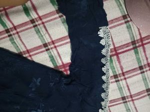 Elegant Navy Blue top with Lace Trim