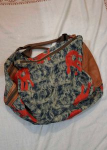 Unique Printed Hobo Bag with Leather Accents