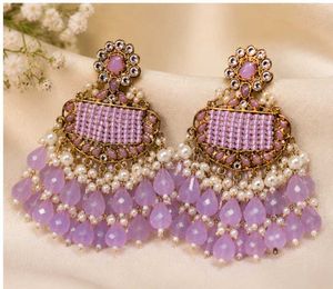 Beautiful Lavender Beaded Drop Earrings
