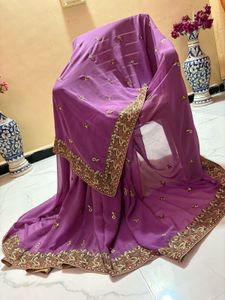 Elegant Purple Embroidered Saree