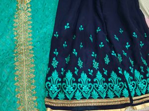 Teal Kurta Set with Pants dupata