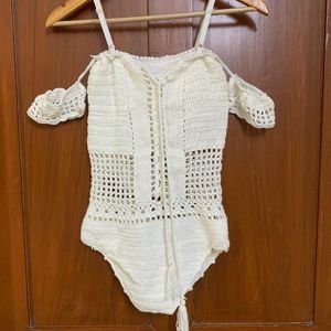 Crochet Cold Shoulder Swimsuit