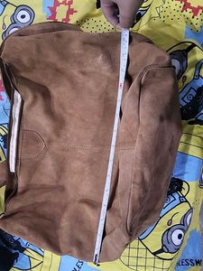 Tan real sued leather bag
