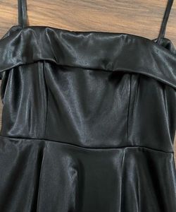 Newme Elegant Black Satin Maxi Dress - S size