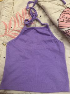 Cute Lilac Halter Backless Crop Top