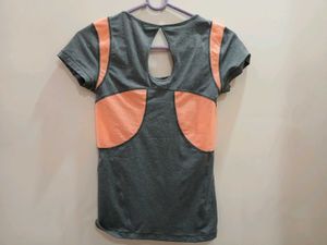 Stylish Grey &amp; Peach Activewear Tee