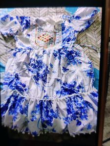Chic Blue Floral Print Kurta