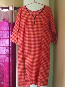 Red & Yellow Checkered Kurta