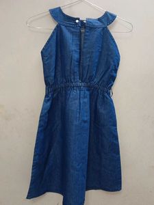 Cute Denim Dress with Flower Detail