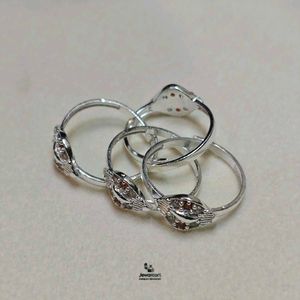 Sparkling Pure Silver Toe Rings One Pair