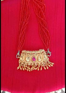 rajputi Red Beaded Necklace with Pendant