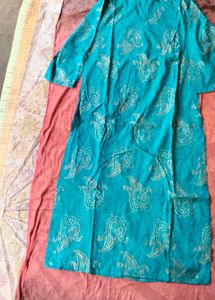Teal Paisley Print Kurta