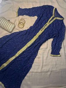 Royal blue Ethnic sheer anarkali ✨