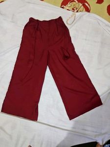 (Set of 2)Maroon+ olive green Wide Leg Palazzo