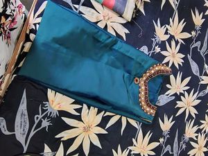 Embellished Teal Silk Blouse