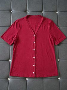 Maroon V-Neck Button-Up Top