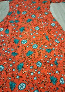 🟠Orange Floral Print Kurta
