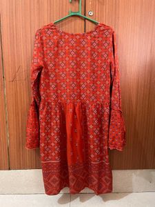 Max Rust Orange Peplum Short Kurta
