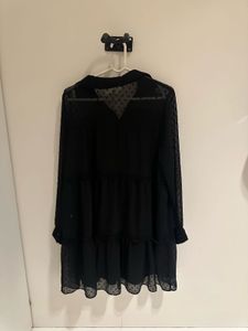Chic Black Sheer Tiered Tunic Top