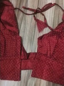 Gorgeous Maroon Net Saree with blouse