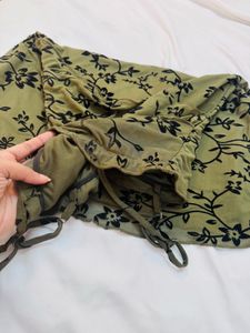 Floral Olive Green Mini Dress