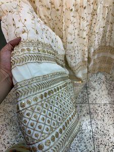 Elegant White &amp; Gold Embroidered Skirt