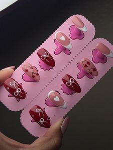 Cute Red &amp; Pink French Tip Press-On Nails