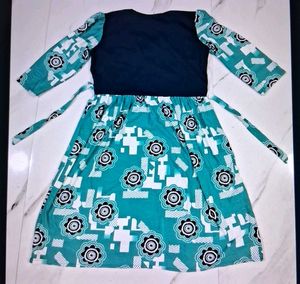 Cute Teal Floral Print Dress