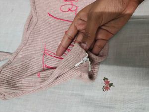 Ribbed Crop Top with "Thin Love" Embroidery