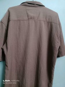 Men's Brown Short-Sleeve Casual Shirt