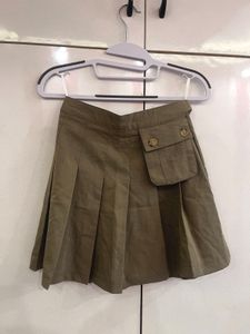 Olive Green Pleated Skirt