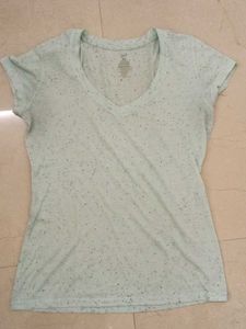 Light Green Speckled V-Neck T-Shirt