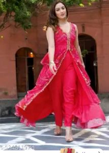 Vibrant Pink Tiered Kurta Set