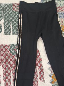 Black Leggings with White Stripe