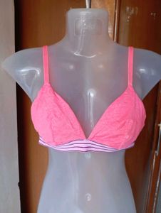 Pink Lace Triangle Bra