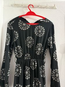 Elegant Black Printed Midi Dress
