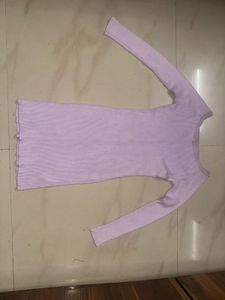 Lilac Ribbed Knit Mini Dress