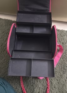 Pink Crocodile Print Makeup Bag with Strap