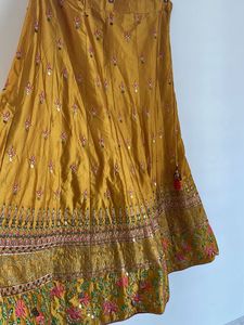 Embroidered Mustard Silk Lehenga -3 pc