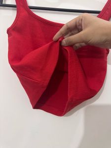 Trendy Red Tank Top, Free Size
