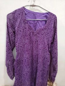 Purple Bandhani Print Kurta