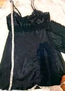 Lace Trimmed Satin Slip Dress